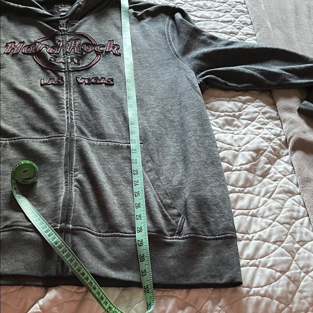 Hard Rock Cafe Mens XXXL Hoodie, Charcoal Zip-Up Sweater NWOT - Picture 10 of 12